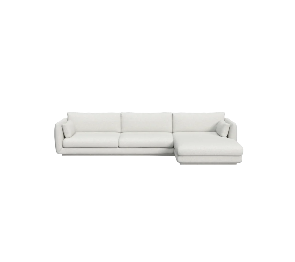 Bloom 3-seater sofa with chaise longue, left and plinth
