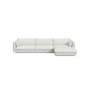Bloom 3-seater sofa with chaise longue, left and plinth