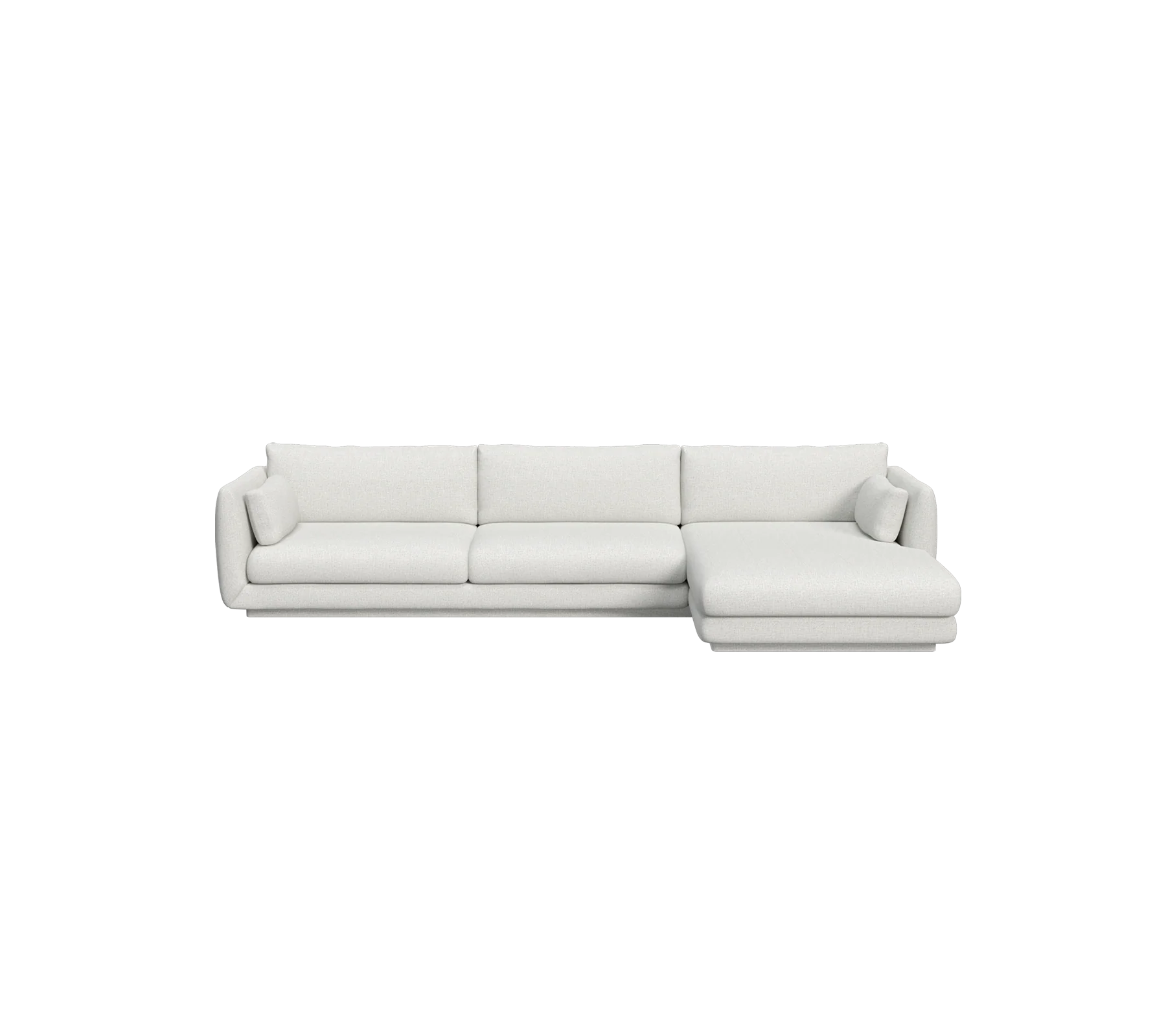 Bloom 3-seater sofa with chaise longue, left and plinth
