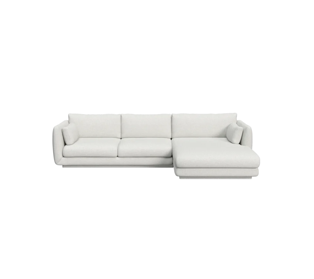 Bloom 2-seater sofa with chaise longue, left and plinth